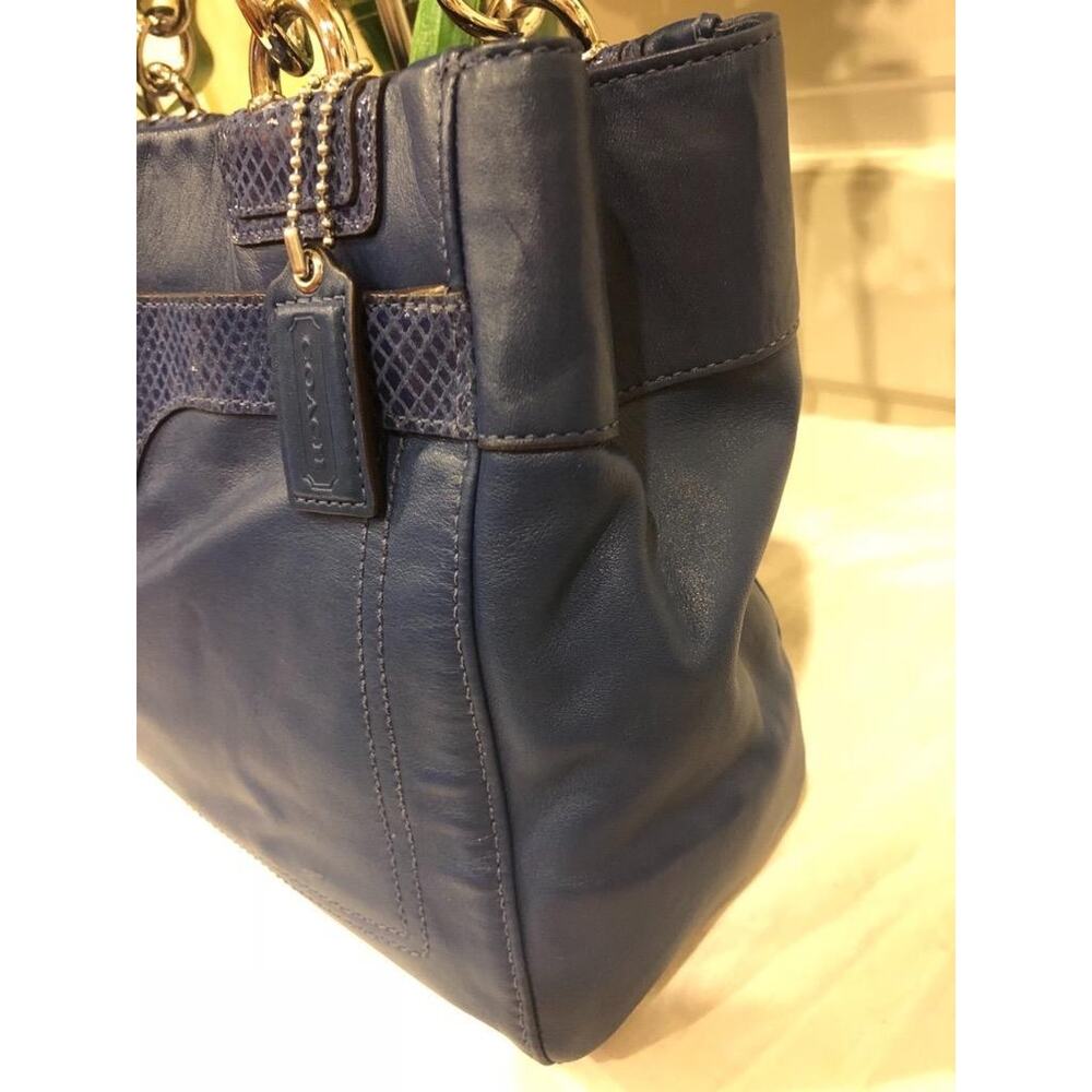 Authentic COACH Penelope Carryall Blue Leather Tote Handbag Purse 16531 (PU500 - Picture 6 of 13